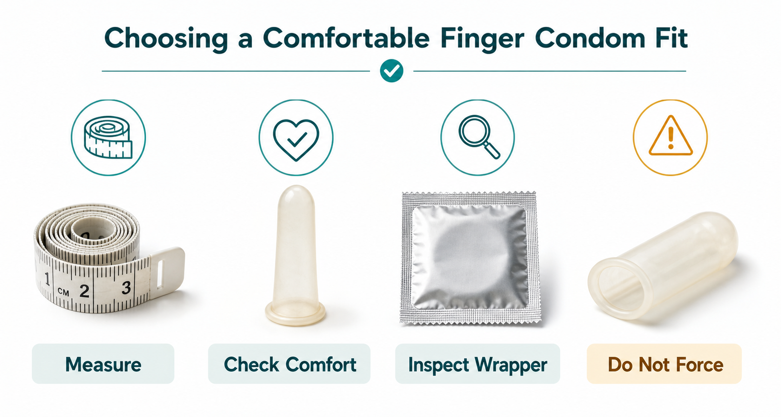 Finger condom fit checklist