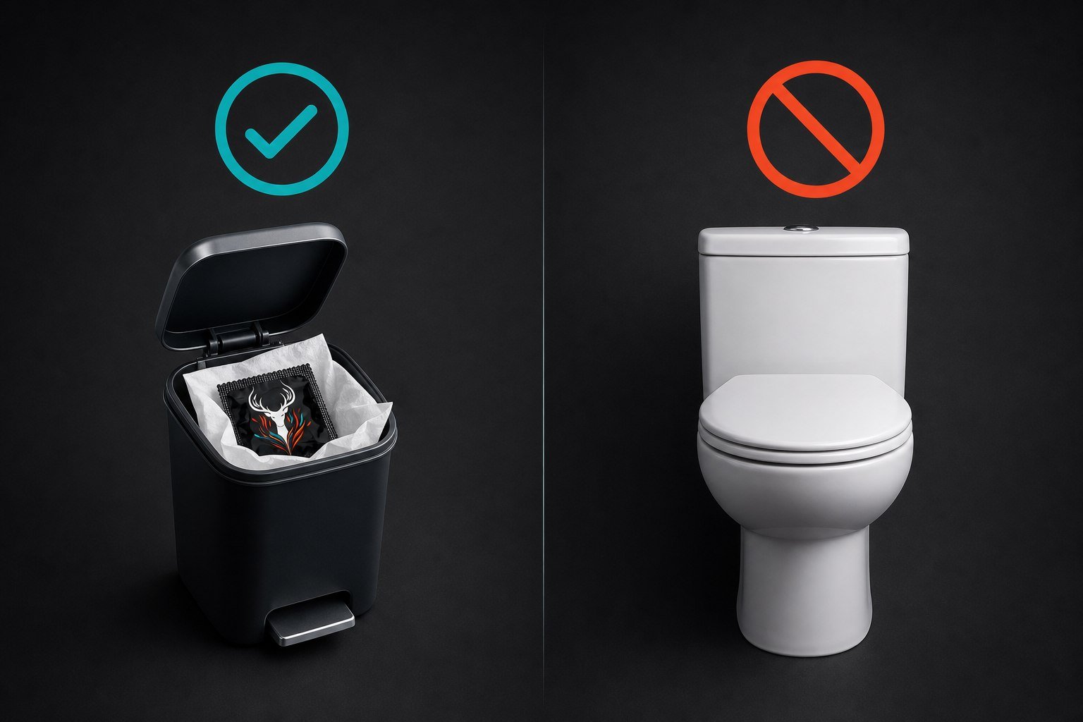 Dispose of finger condoms in a bin not a toilet