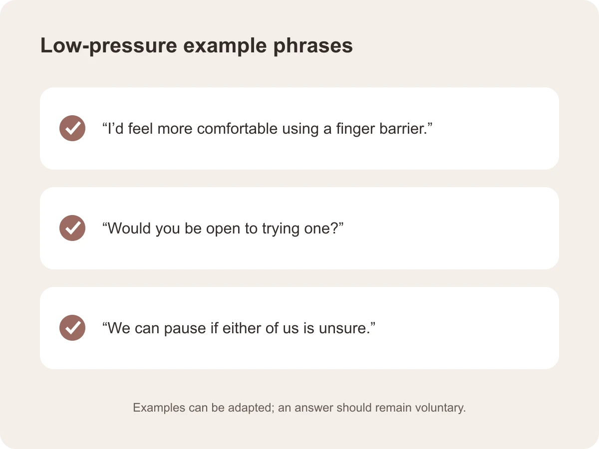 Three low-pressure phrases for discussing a finger barrier and leaving room to pause